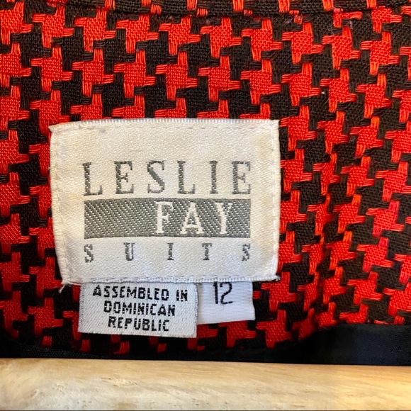 Vintage red houndstooth blazer, boyfriend blazer, plaid blazer - Picture 4 of 7